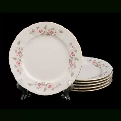 Набор тарелок 21 см. 6 шт Bernadotte Роза серая золото