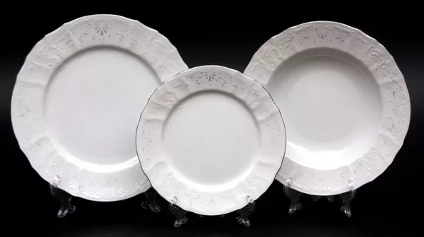 Набор тарелок на 6 персон 18 предметов Bernadotte платиновый узор