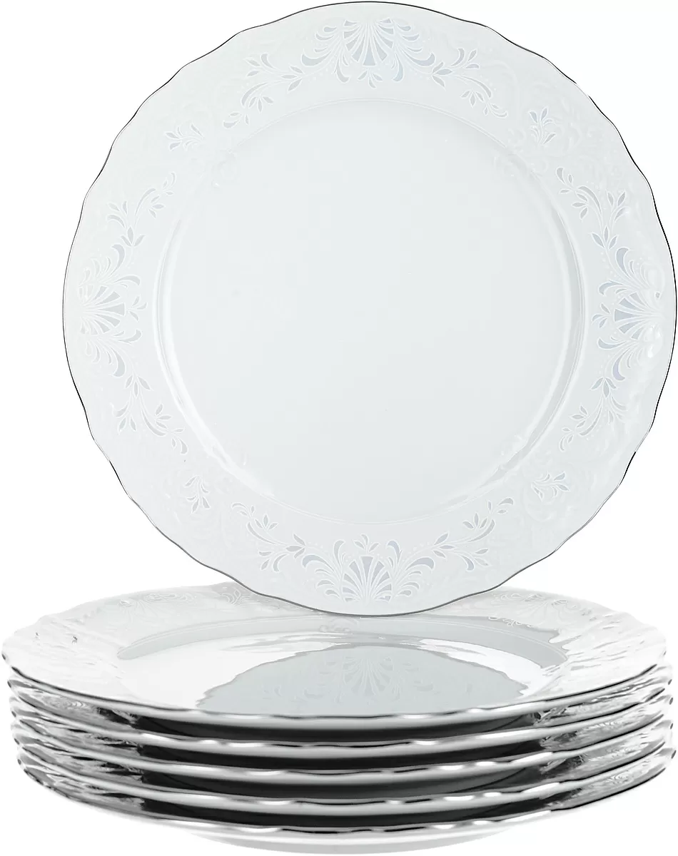 Набор тарелок 21 см. 6 шт. Bernadotte платиновый узор