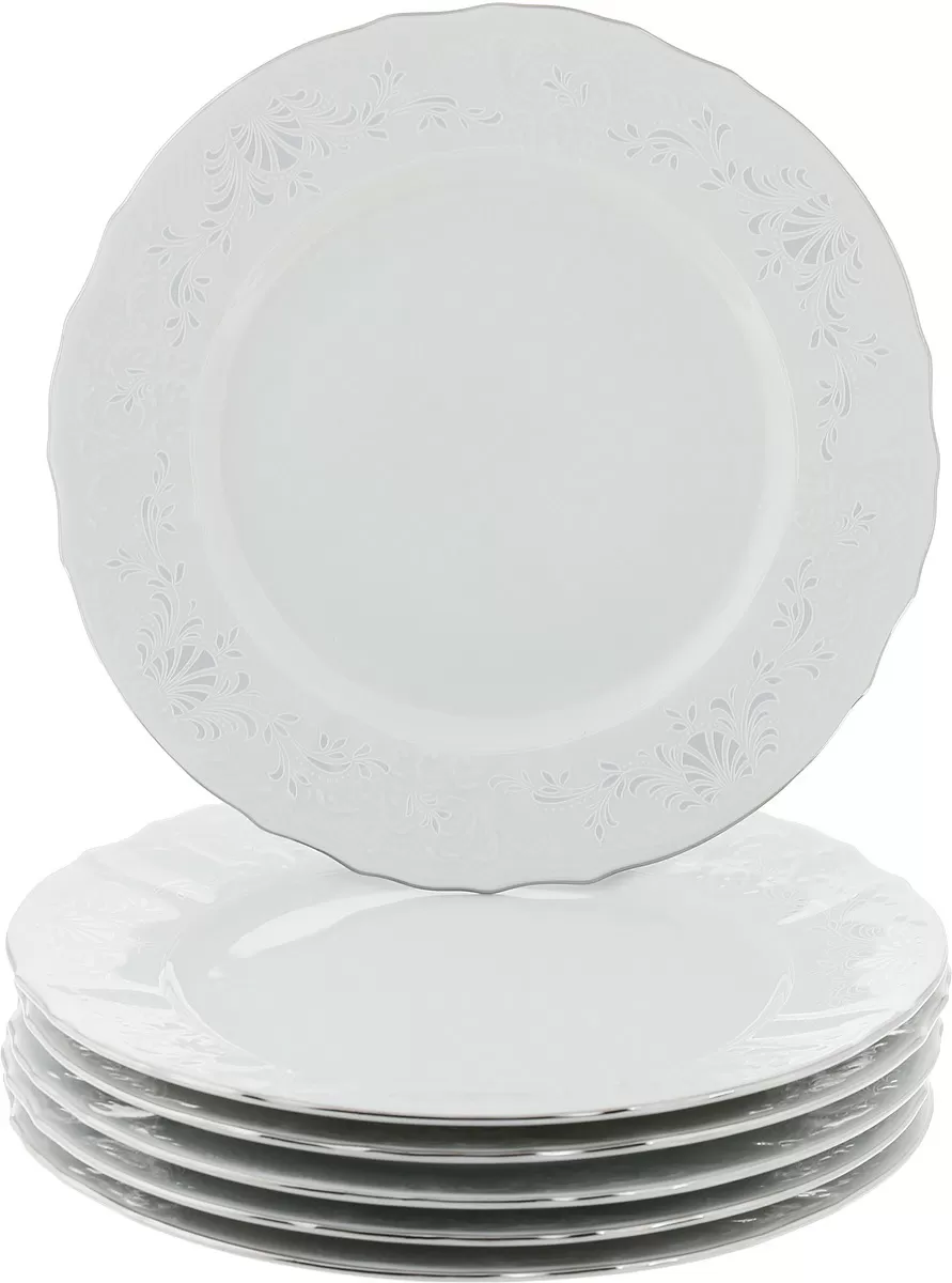 Набор тарелок 25 см. 6 шт. Bernadotte платиновый узор