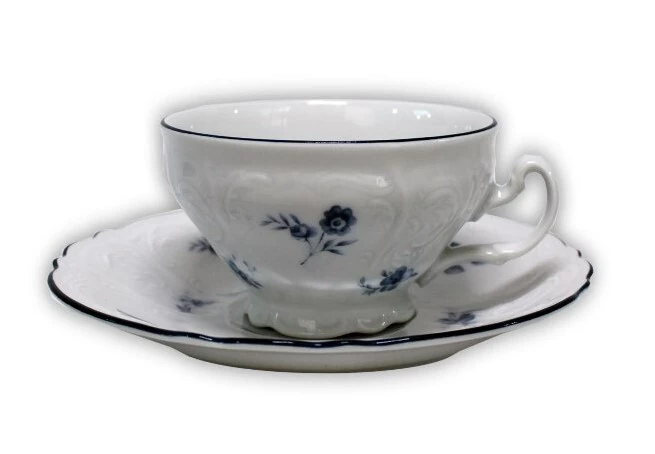 Набор чайных пар 205 мл, 6 шт. блюдце 155 мм, Bernadotte, декор Синий цветок